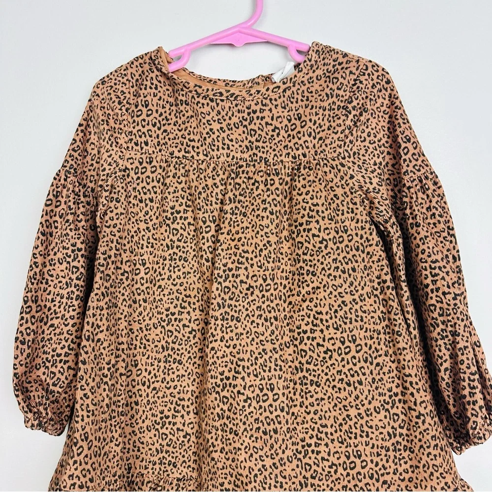 GAP Brown Leopard Print Kids Long Sleeve Dress Size 4 Years old